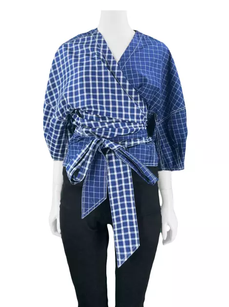 Camisa Tory Burch Manga Longa Xadrez