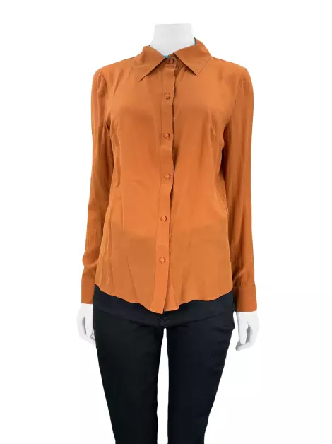 Camisa Vanda Jacintho Seda Terracota