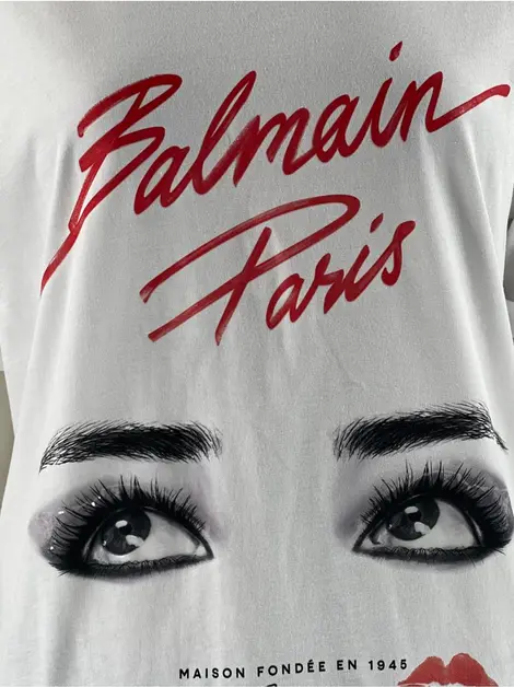 Camiseta Balmain Branca Estampada