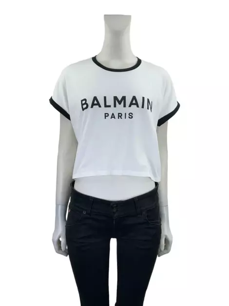 Camiseta Balmain Cropped Branca