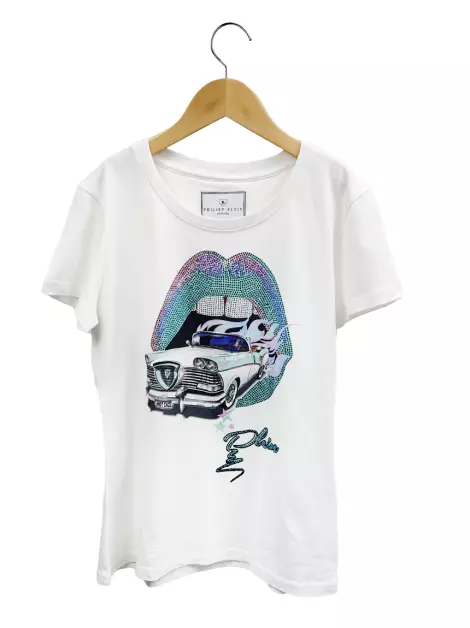 Camiseta Philipp Plein Aplicações Off-White