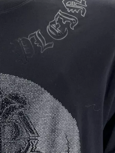 Camiseta Philipp Plein Strass Estampada Preta