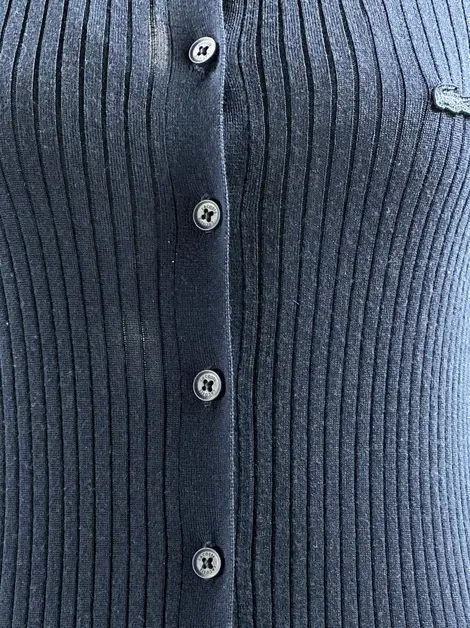 Cardigan Lacoste Tricot Azul Marinho