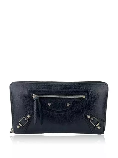 Carteira Balenciaga Continental Zip Agneau Preta