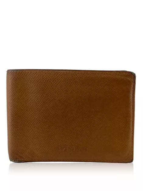 Carteira Bulgari Couro Caramelo