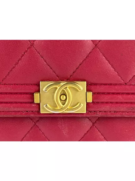 Carteira Chanel Boy Quilted Rosa