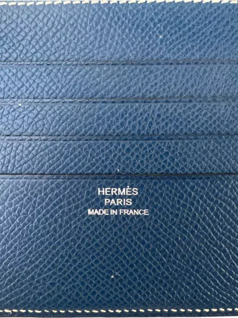Carteira Hermès Citizen Twill Epsom Azul