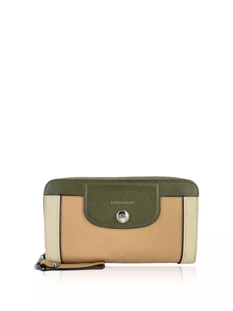 Carteira Longchamp Couro Bege