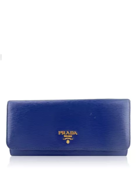 Carteira Prada Vitello Move Continental Flap Azul
