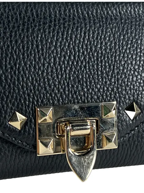 Carteira Valentino Rockstud Wallet on Chain Preto