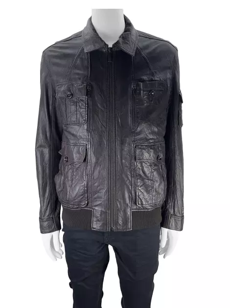 Casaco Hugo Boss Couro Marrom