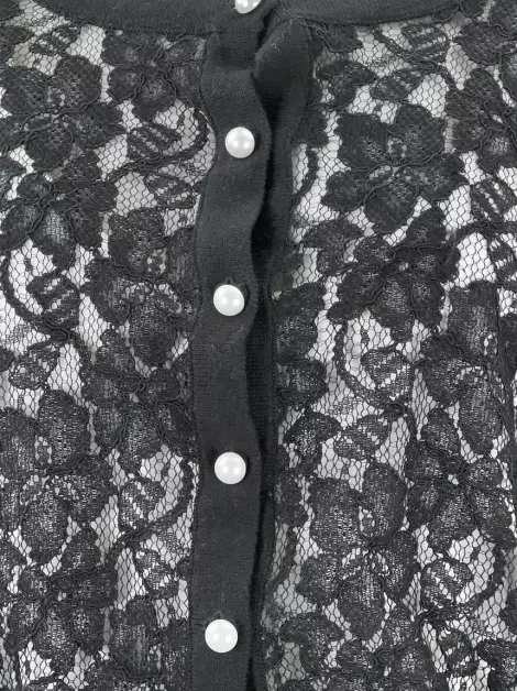 Casaco Karl Lagerfeld Rendado Preto