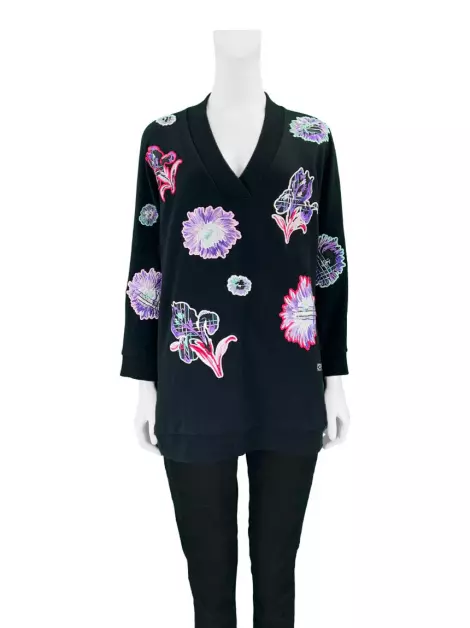 Casaco Kenzo Moletinho Floral Preto