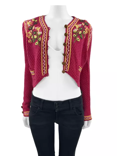 Casaco Love Shack Fancy Tricot Rosa