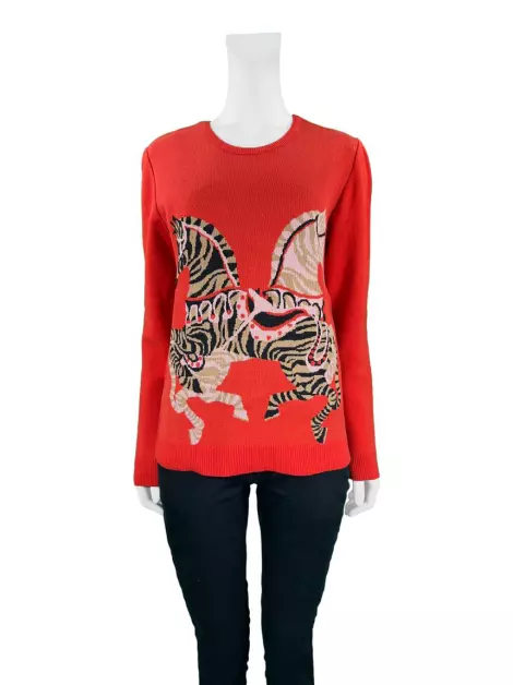 Casaco NK Store Tricot Estampado Vermelho
