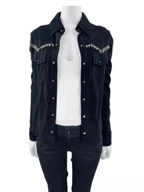 Casaco Philipp Plein Couro Preto