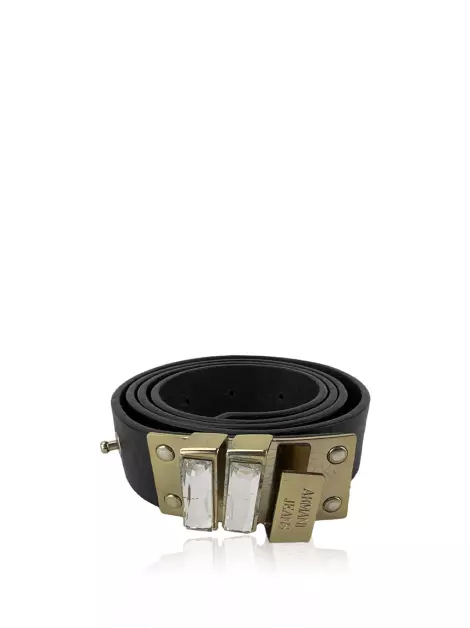 Cinto Armani Jeans Couro Preto