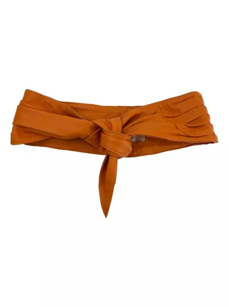 Cinto Lolitta Couro Drapeado Laranja