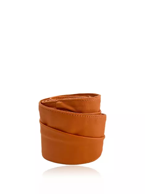 Cinto Lolitta Couro Drapeado Laranja