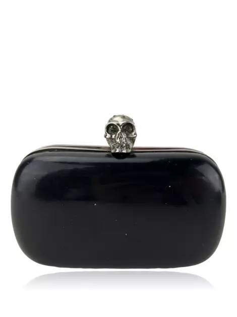 Clutch Alexander McQueen Skull Box Verniz Preta