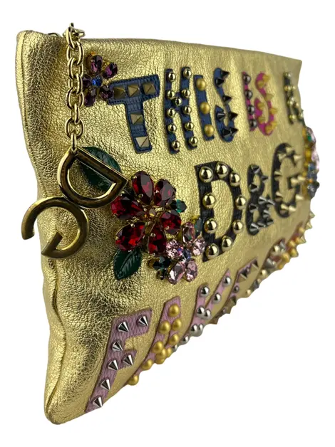 Clutch Dolce & Gabbana Cleo Appliqué Dourada