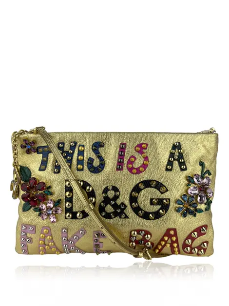 Clutch Dolce & Gabbana Cleo Appliqué Dourada