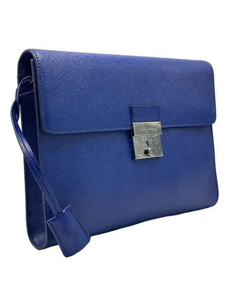 Clutch Dolce & Gabbana Dauphine Leather Flap Pouch Azul
