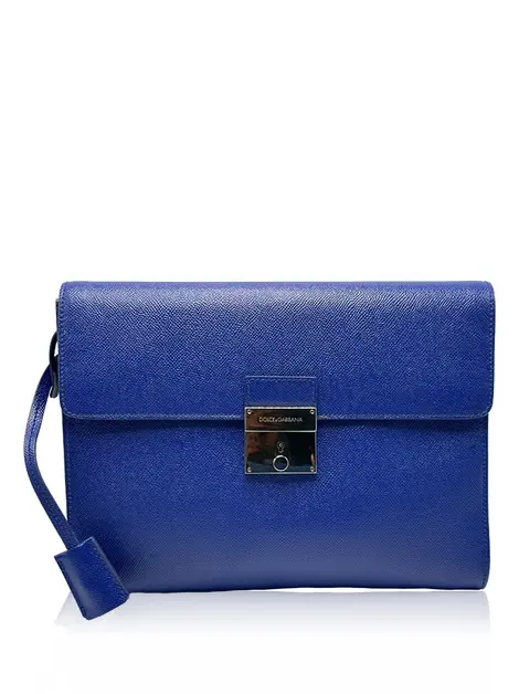 Clutch Dolce & Gabbana Dauphine Leather Flap Pouch Azul