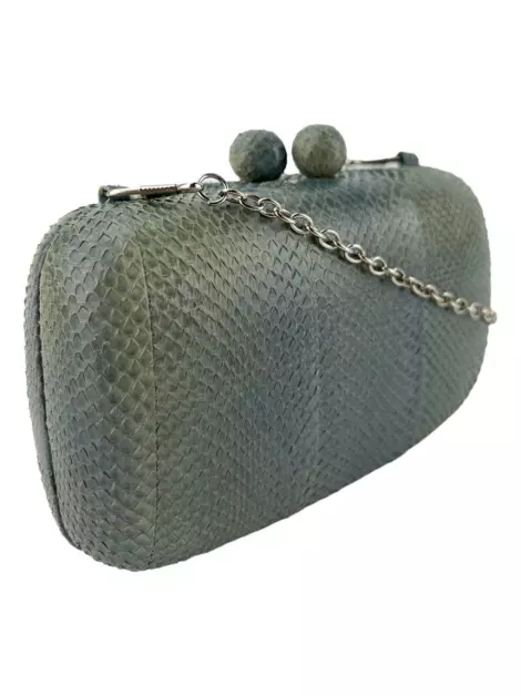 Clutch Isla Embossed Snake Cinza