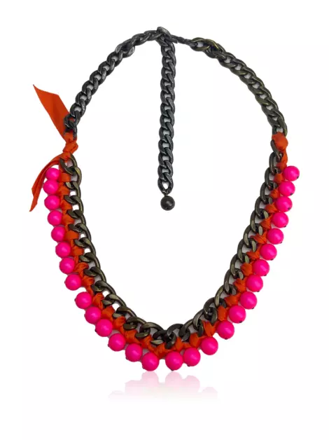 Colar Lanvin Corrente Contas Rosa