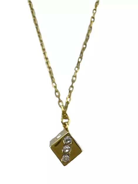 Colar Swarovski Dado Dourado
