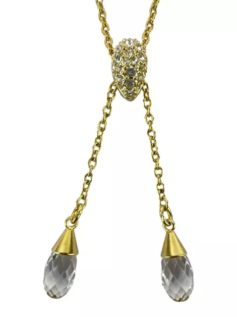 Colar Swarovski Pendente Dourado