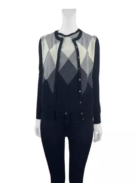 Conjunto Lord & Taylor Cashmere Xadrez Preto