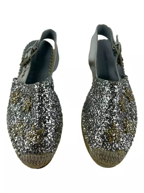 Espadrille Chiara Ferragni Slingback Glitter Prata