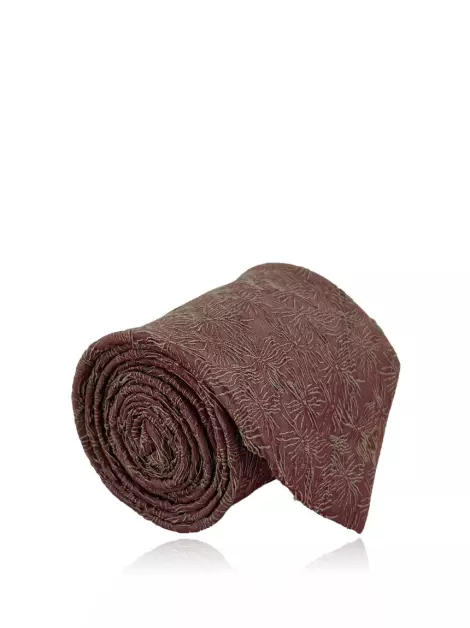 Gravata Donna Karan Seda Texturizada Marrom