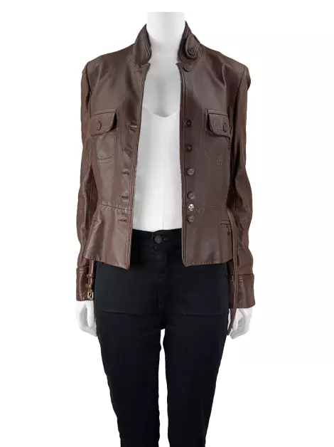 Jaqueta Christian Dior Couro Marrom