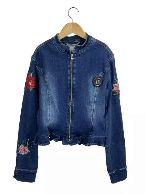 Jaqueta Philipp Plein Jeans Bordado Azul