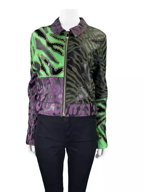 Jaqueta Versace Couro Multicolor