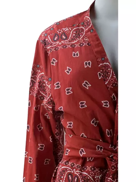Kimono Mariana Penteado Paisley Vermelho