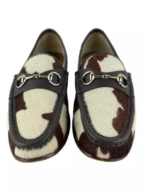 Loafer Gucci Horsebit Cow-Print Ponyhair Marrom
