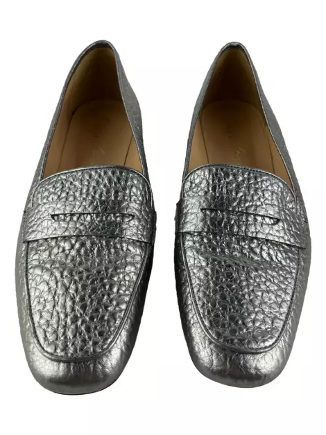 Loafer Luiza Barcelos Couro Prateado