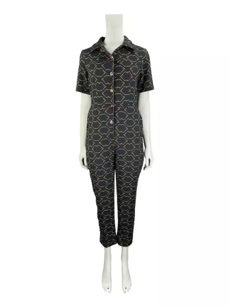 Macacão Eva Longo Estampado Preto