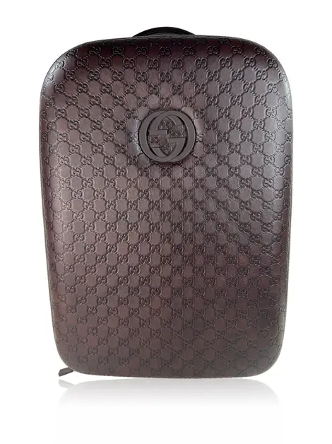 Mala Gucci G Trolley Couro Marrom