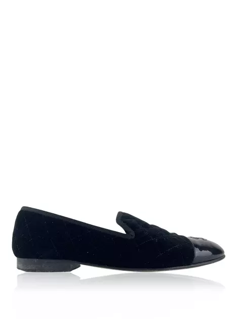 Mocassim Chanel Matelassê Veludo Preto