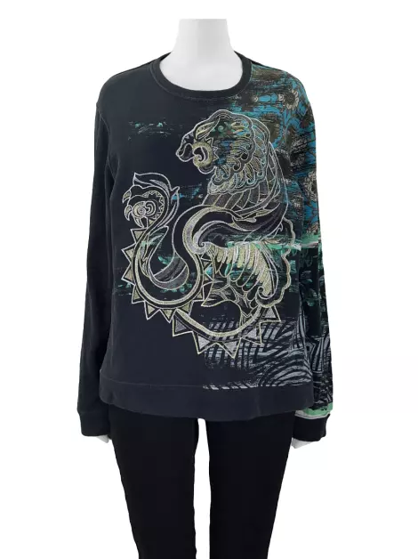 Moletom Roberto Cavalli Bordado Dragão Dourado