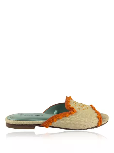 Mule Blue Bird Canvas Bege
