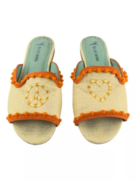 Mule Blue Bird Canvas Bege
