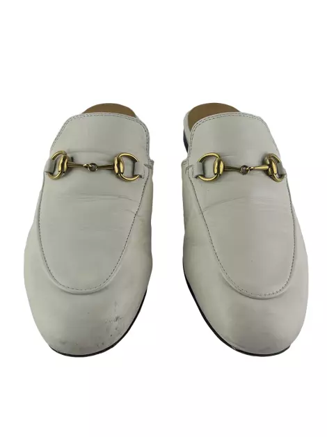 Mule Gucci Princetown Horsebit Branco
