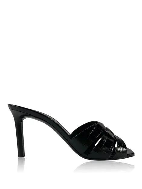 Mule Yves Saint Laurent Tribute Embossed Preto
