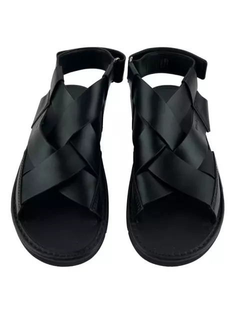 Papete Prada Tiras Couro Preto